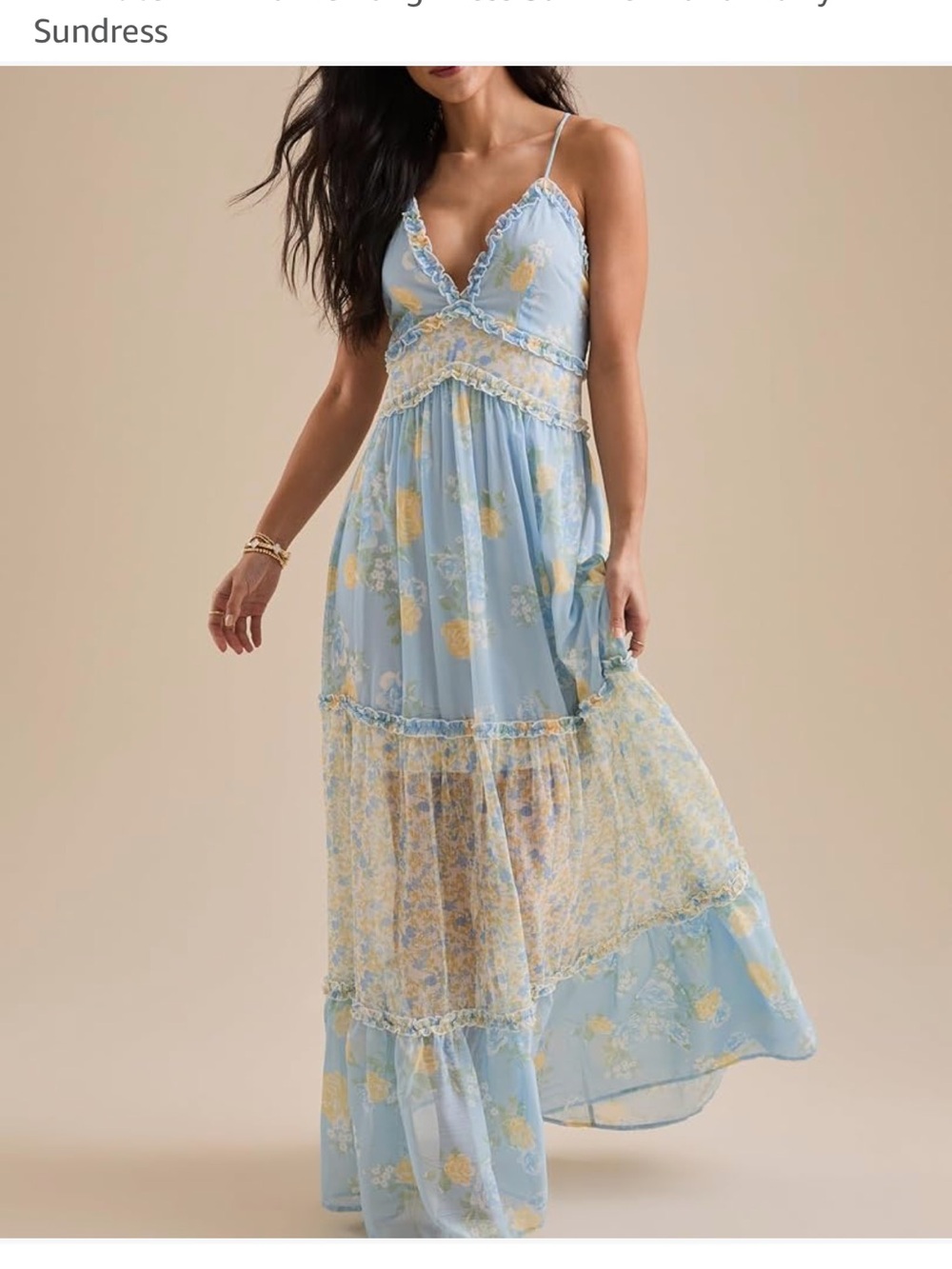 Altar'd State Light Blue & Yellow Floral Maxi Sundress